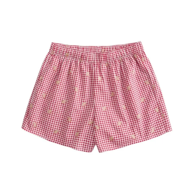 Hollister Casual Shorts Women's Red Plaid-0
