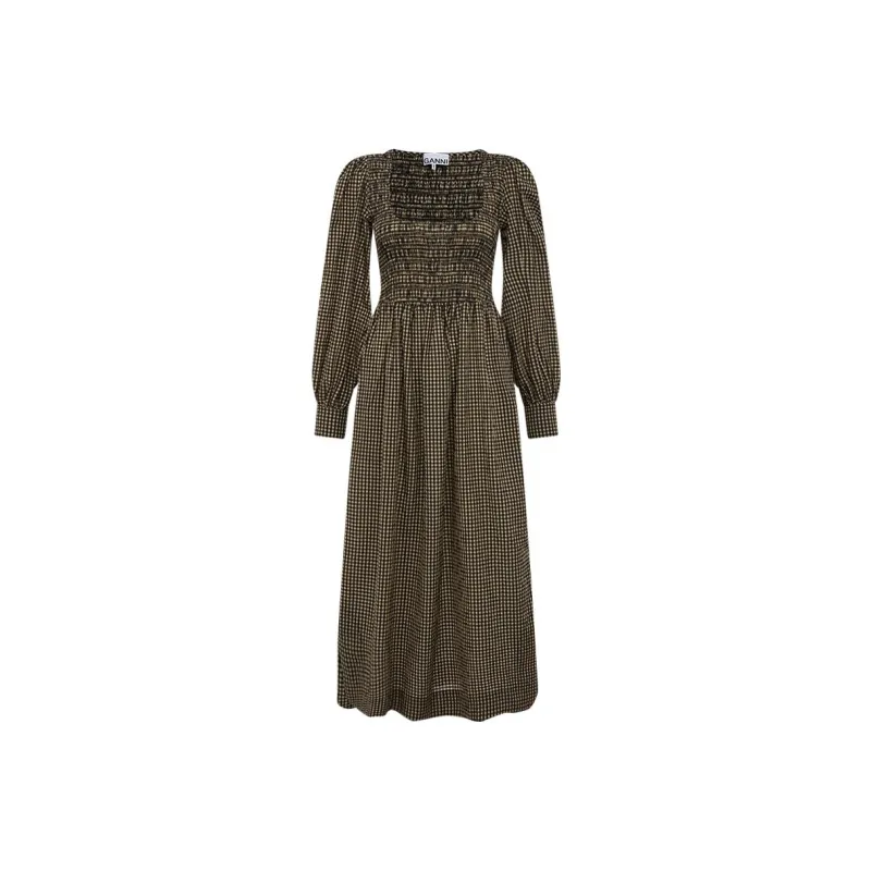 GANNI Long Sleeved Dresses Women's Brown-0