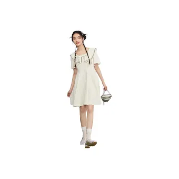 ZIHAN Short-Sleeved Dresses Women's Beige Gold