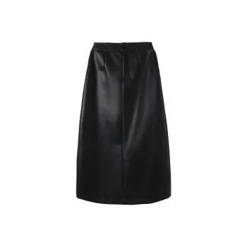XIANGYING Leather Long Skirts Women's Black