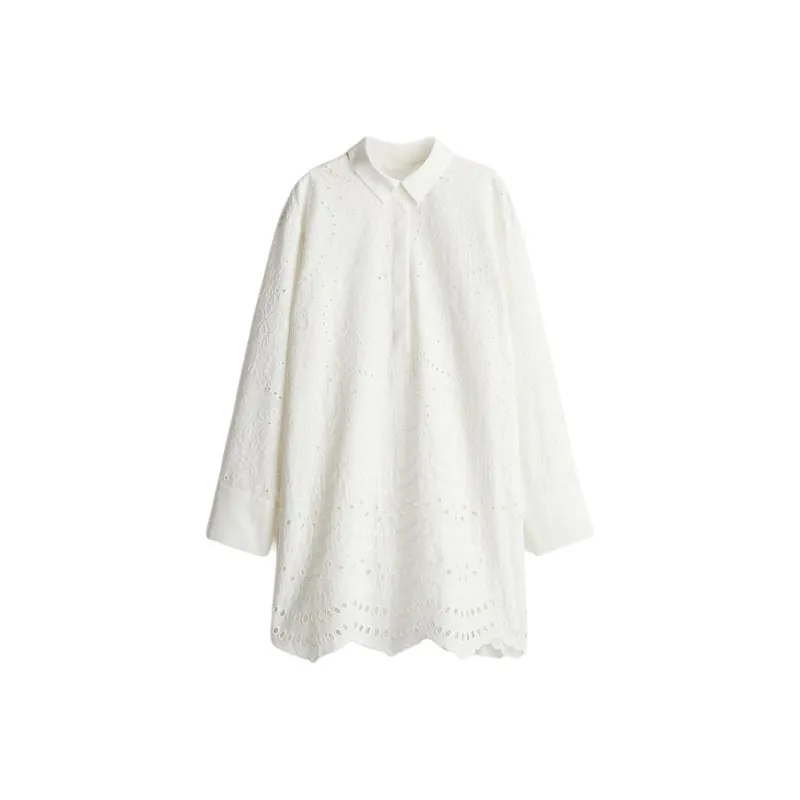 H&M Long Sleeved Dresses Women's White-0