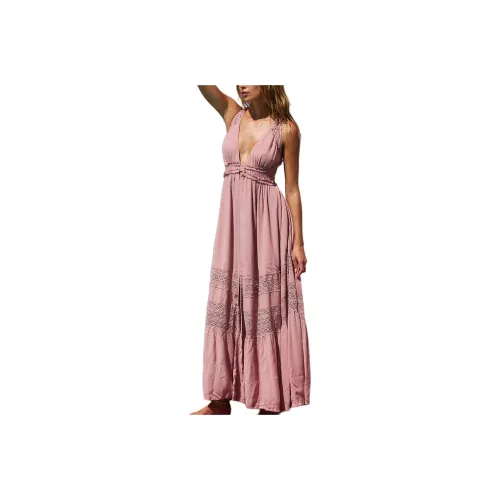 FREE PEOPLE Hadlee Maxi Slip Dresses Women's Pale Mauve/Light Fuchsia
