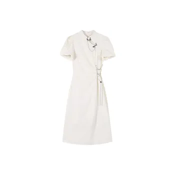 PAZZO Short Sleeved Dress Women's Apricot Mid Length