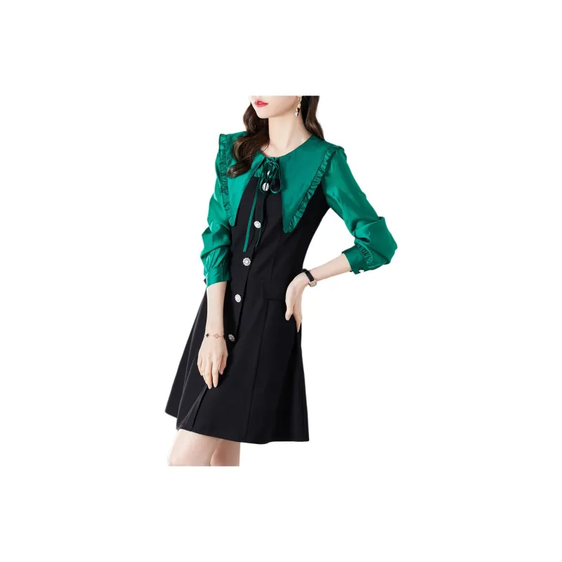 TERRE BLEUE Long Sleeved Dress Women's Green-0