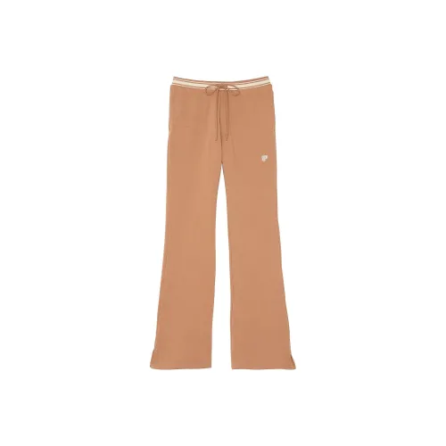 Victoria's Secret PINK Ivy Fleece Split-Hem Flare Sweatpants/Toffee Knitted Sports Pants Women's Toffee