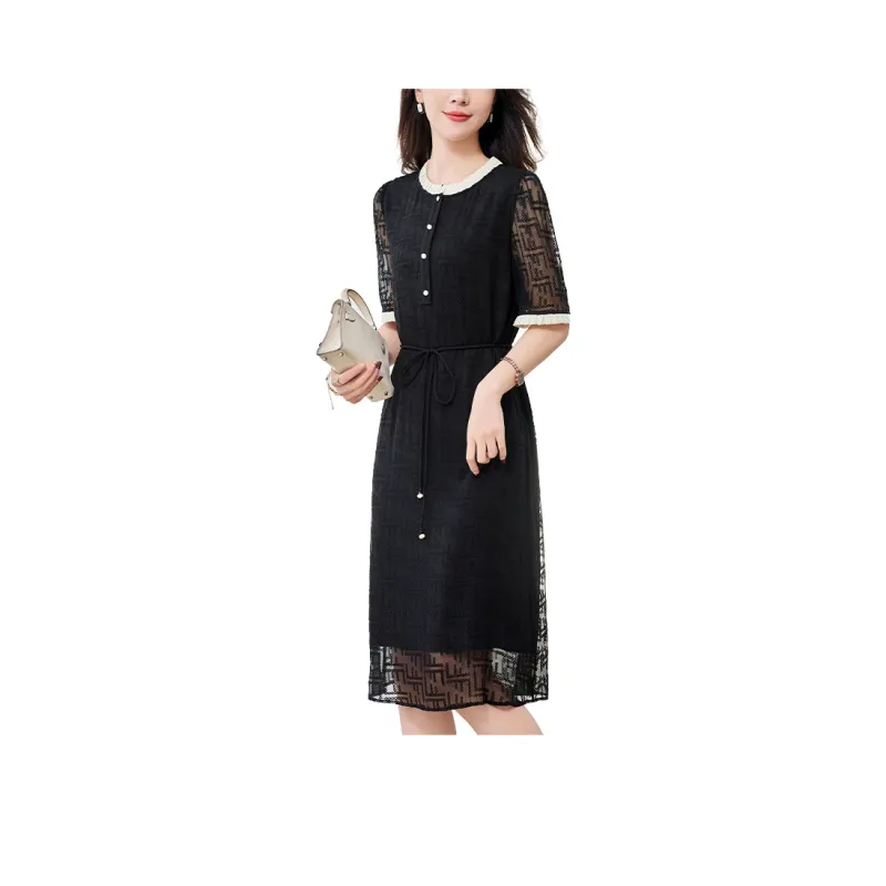 To The West Short Sleeved Dresses Women's Black-0