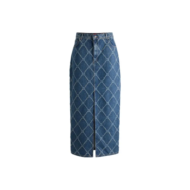 HUGO BOSS Denim Long Skirt Women's Blue-0