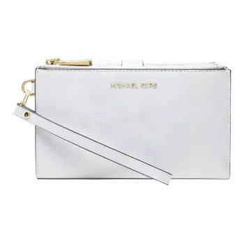 MICHAEL KORS Adele Pebbled Leather Clutches Wallets Women's White
