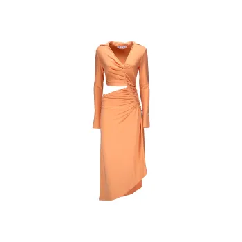 OFF WHITE Ruched Long Sleeved Dress