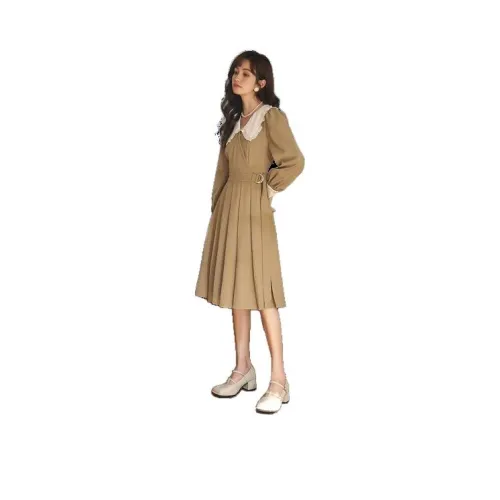 MISHOW Long-Sleeved Dresses Women's Coffee