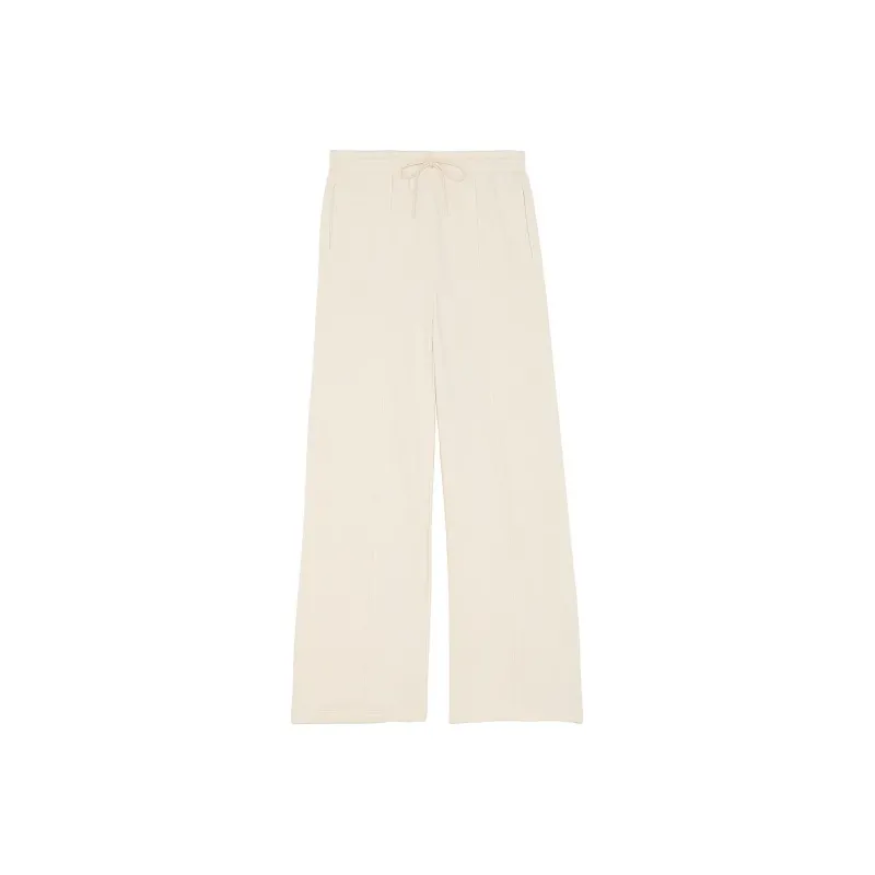 Victoria's Secret PINK Ivy Fleece Wide-Leg Sweatpants/White Shell Knitted Sports Pants Women's White Shells-0