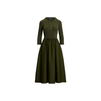 Polo Ralph Lauren Long Sleeved Dresses Women's Olive Green