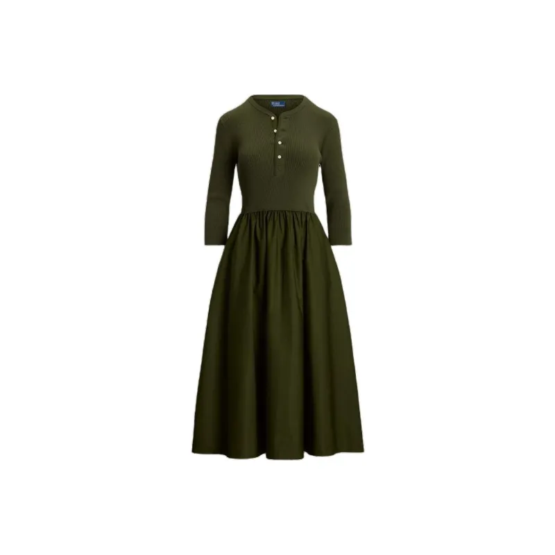 Polo Ralph Lauren Long Sleeved Dresses Women's Olive Green-0