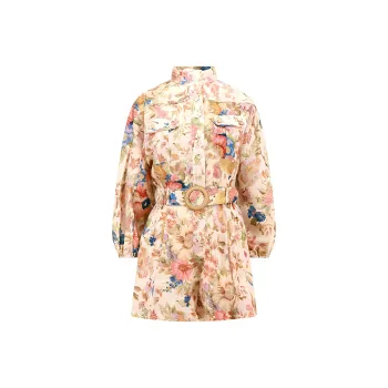 Zimmermann Floral Printed Belted Waist Jumpsuit