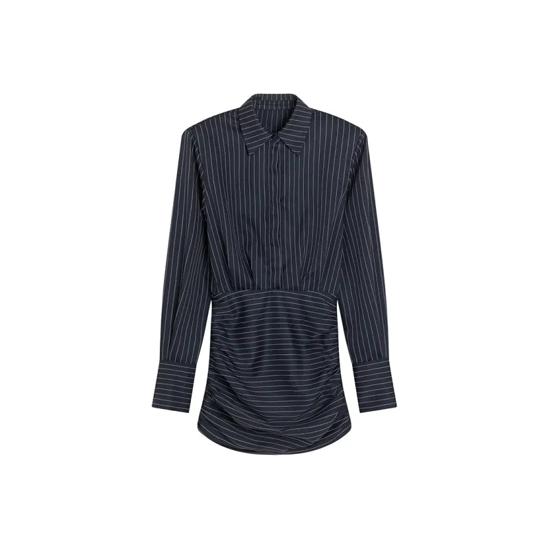 Ouyang Long Sleeved Dress Women's Navy Blue-0