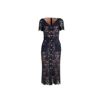 Self portrait Laced Open Neck Midi Dress