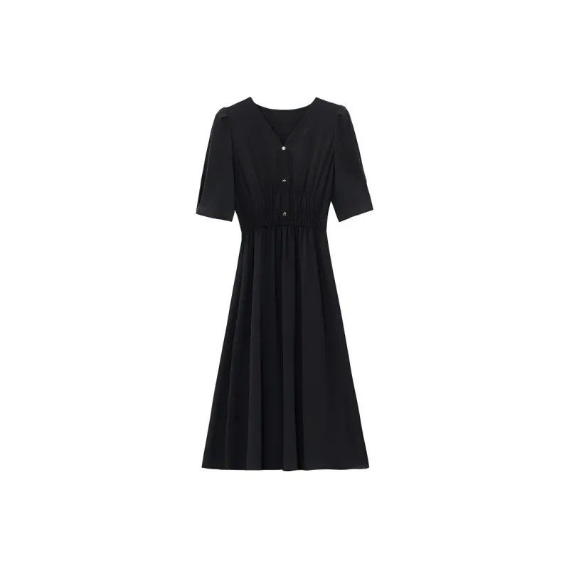 AHDO Short Sleeved Dress Women's Black-0