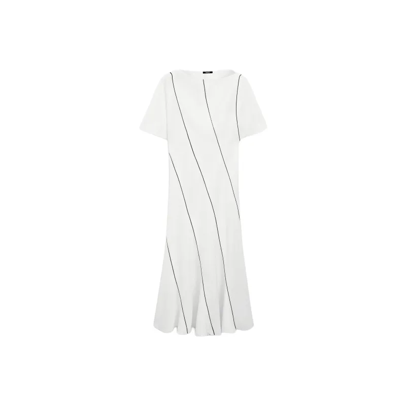 Massimo Dutti Short Sleeved Dress Women's White-0