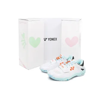 YONEX Cushioning, Slip Resistant, And Abrasion Resistant Low Top Badminton Shoes Unisex White Orange