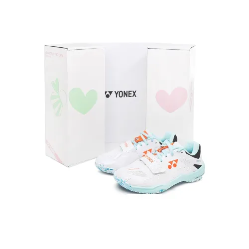 YONEX Cushioning, Slip Resistant, And Abrasion Resistant Low Top Badminton Shoes Unisex White Orange