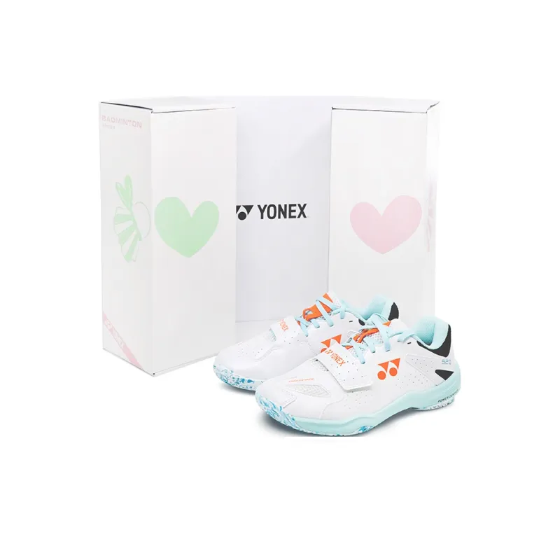 YONEX Cushioning, Slip Resistant, And Abrasion Resistant Low Top Badminton Shoes Unisex White Orange-0