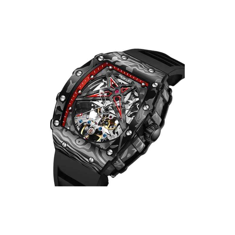 MUKUO Pioneer Collection Automatic Mechanical Movement Silicone Strap Watch Men's Watches Cut Out Dial-1
