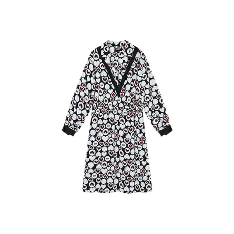 DKNY Long Sleeved Dresses Women's Black With Print-0
