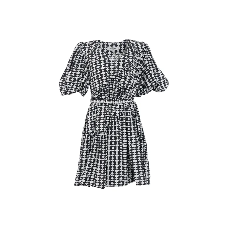 JESSYLINE Short Sleeved Dress Women's Black White-0