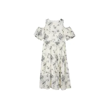 3COLOUR Short Sleeved Dresses Women's Black With White Floral