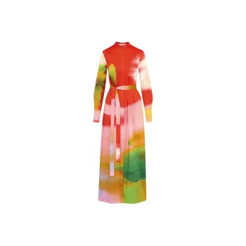 Oscar De La Renta Abstract Watercolor Kaftan