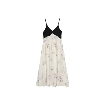 SETIROM Slip Dress Women's Black White