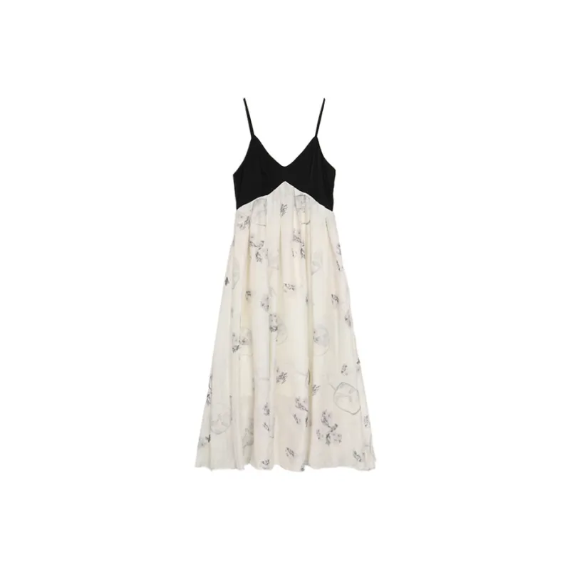 SETIROM Slip Dress Women's Black White-0