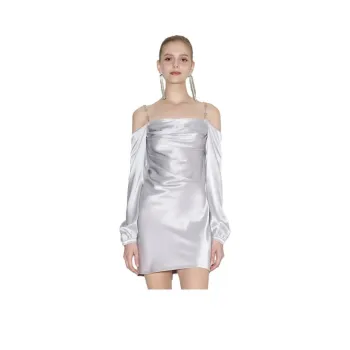 Bebe Slip Dresses Women's Silver Gray