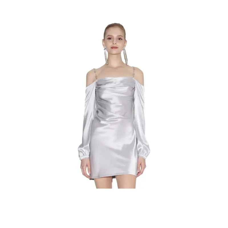 Bebe Slip Dresses Women's Silver Gray-0