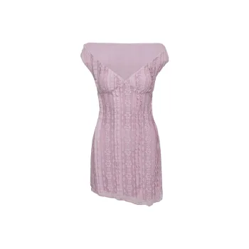 PRINCESS POLLY BREEZY OFF THE SHOULDER MINI DRESS Short Sleeved Dress Women's Lilac/Light Purple