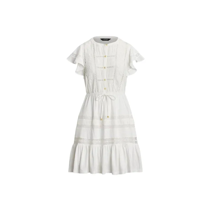 Polo Ralph Lauren Short Sleeved Dresses Women's White-0