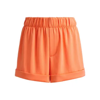ALICE+OLIVIA Richie Cuffed Satin Boxer Shorts