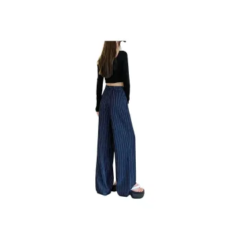 The New Age Family Casual Pants Women's Blue Stripes Pattern