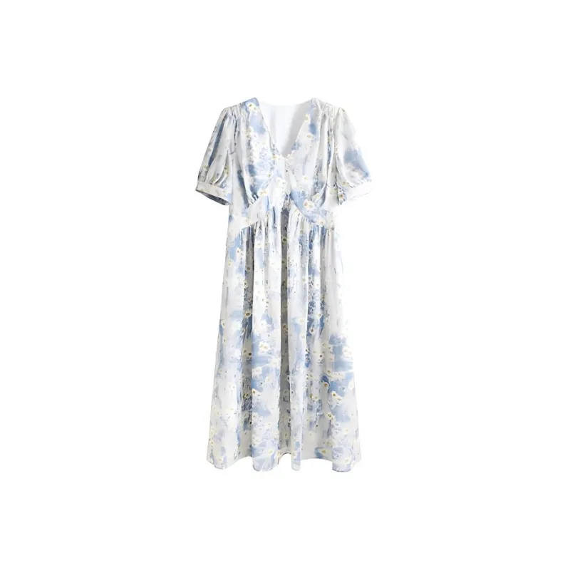 ETSE Short Sleeved Dresses Women's Blue-0