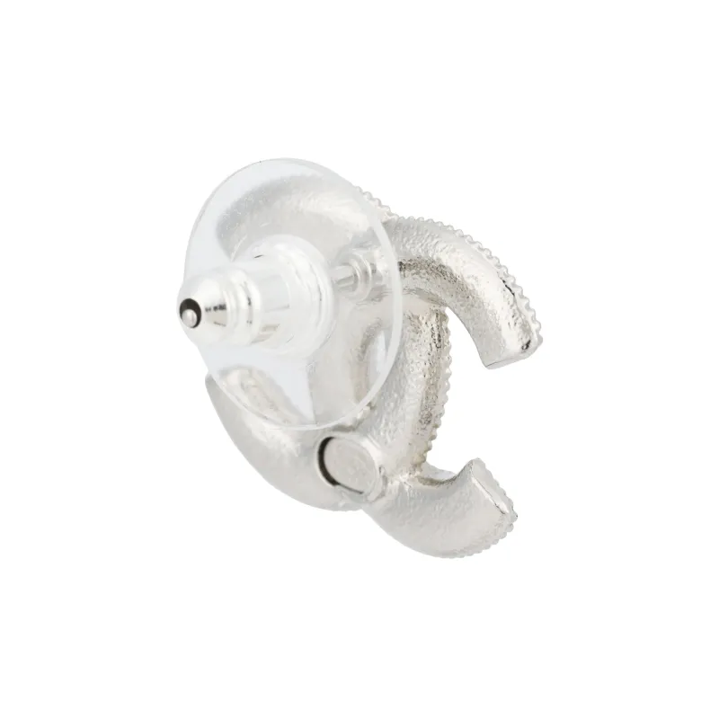 CHANEL Metal Stud Earrings Women's Silver-3