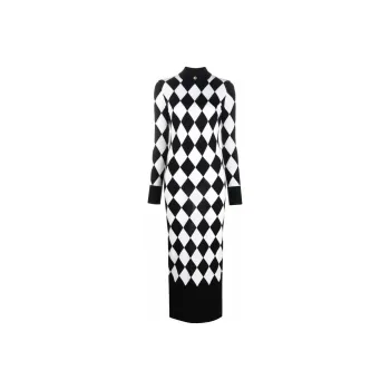 CASABLANCA Harlequin-pattern Wool Dress