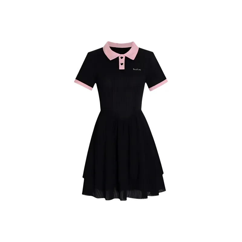 DOKZB Short Sleeved Dress Women's Black-0