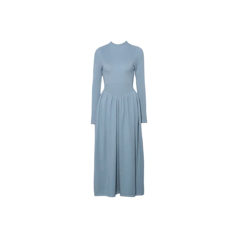 DPLAY Long Sleeved Dress Women's Sea Salt Blue-0