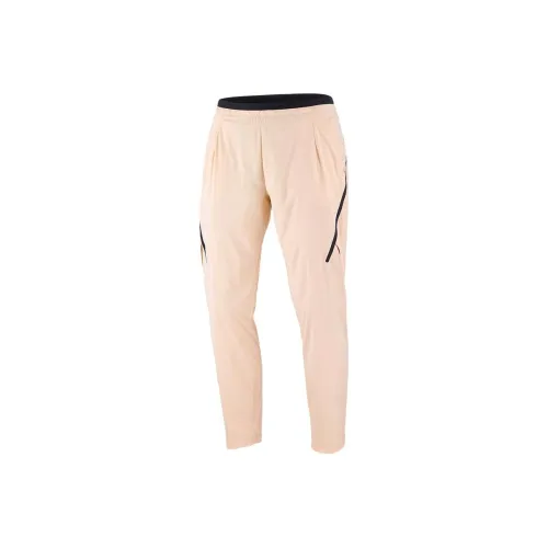 SALOMON RUNLIFE PANTS Knitted Sports Pants Women's Cream Brown