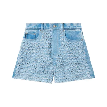 Stella McCartney Mid Rise Denim Bouclé Shorts