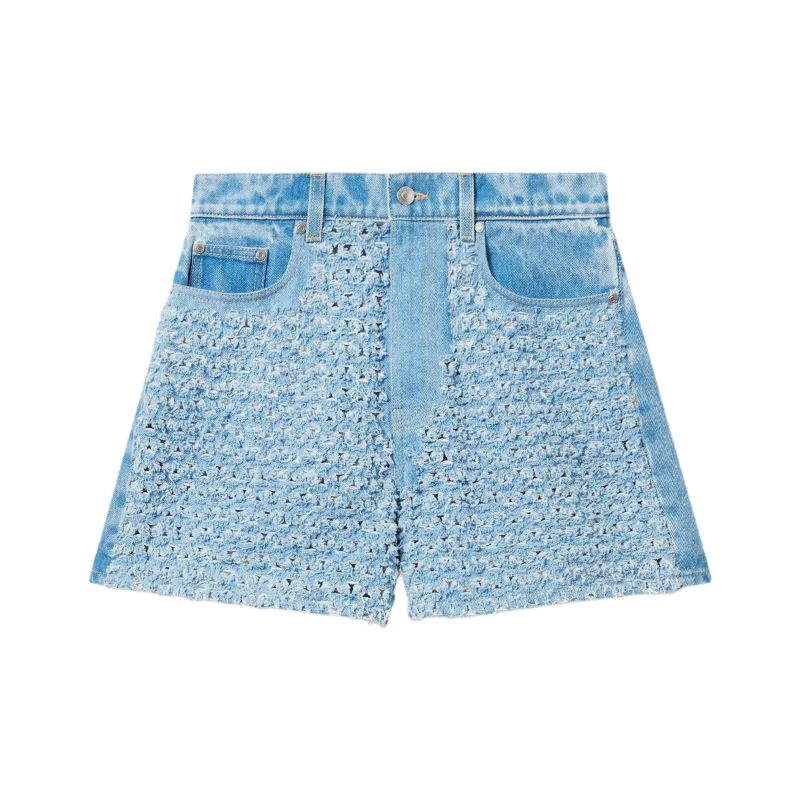Stella McCartney Mid Rise Denim Bouclé Shorts-0