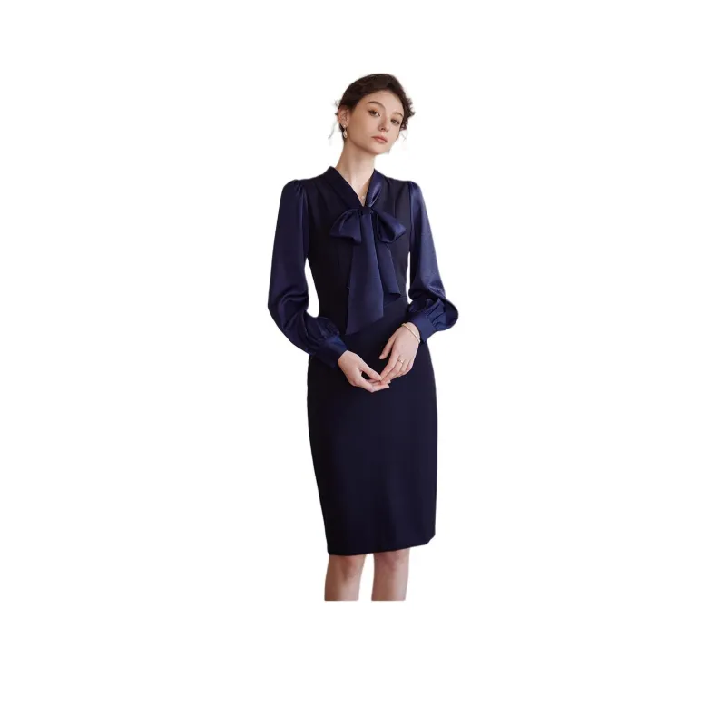 ROEYSHOUSE Long Sleeved Dresses Women's Dark Blue-0