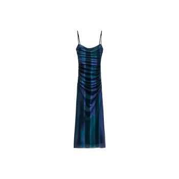 ZARA Slim Fit Long Slip Dress Women's Blue