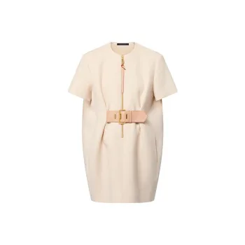 LOUIS VUITTON Belted Crepe T Shirt Dress