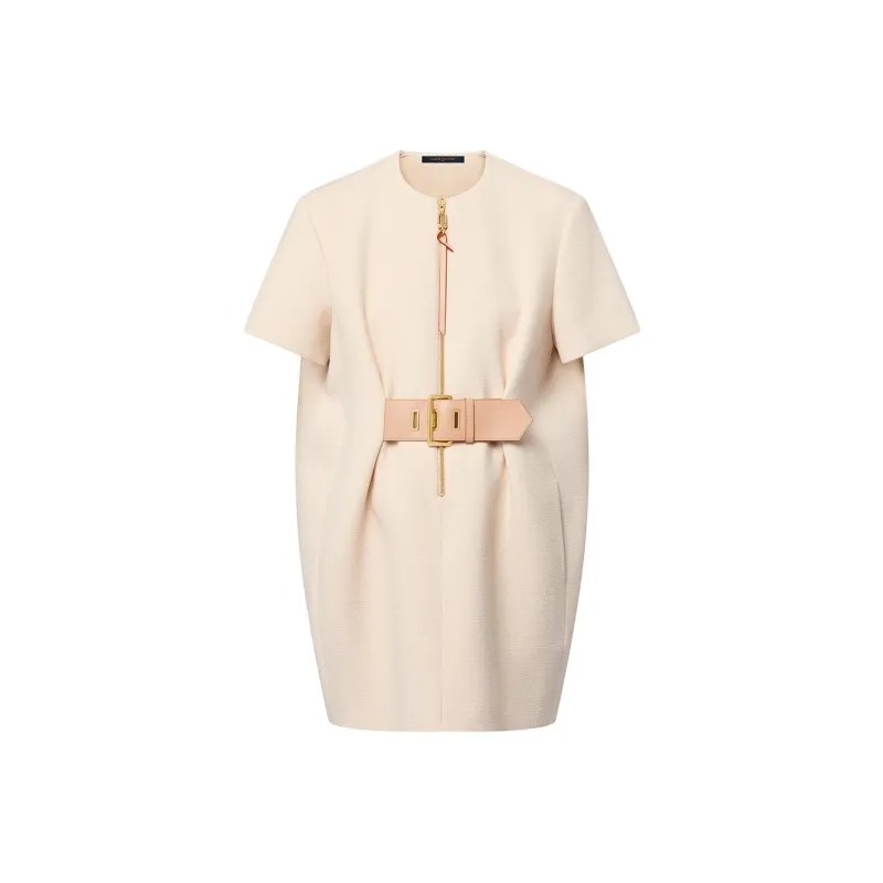 Lv Belted Crepe T Shirt Dress-0